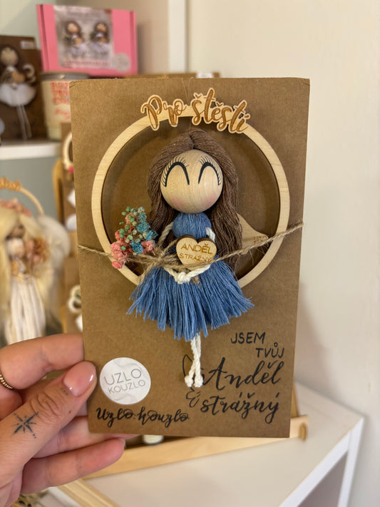 Andělka v kroužku Pro štěstí, modrá