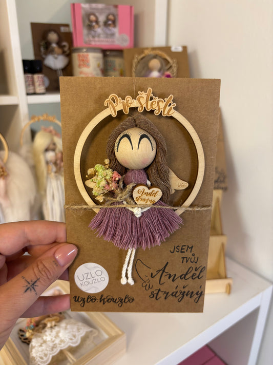 Andělka v kroužku Pro štěstí, fialová