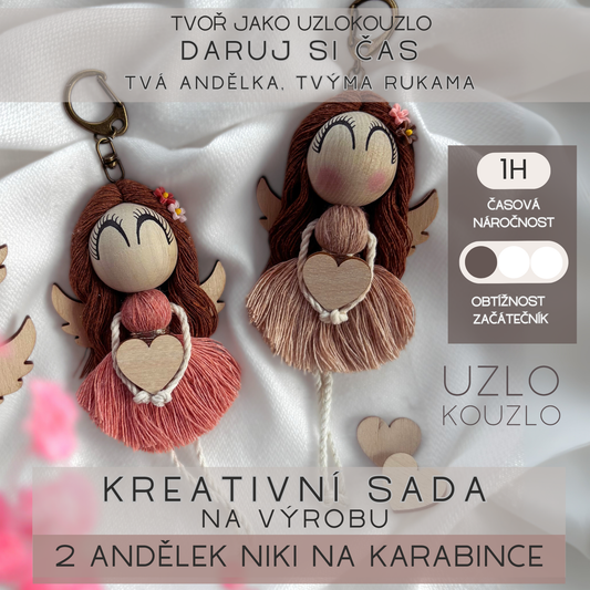 Kreativní sada: na výrobu 2 andělek “NIKI” na karabince
