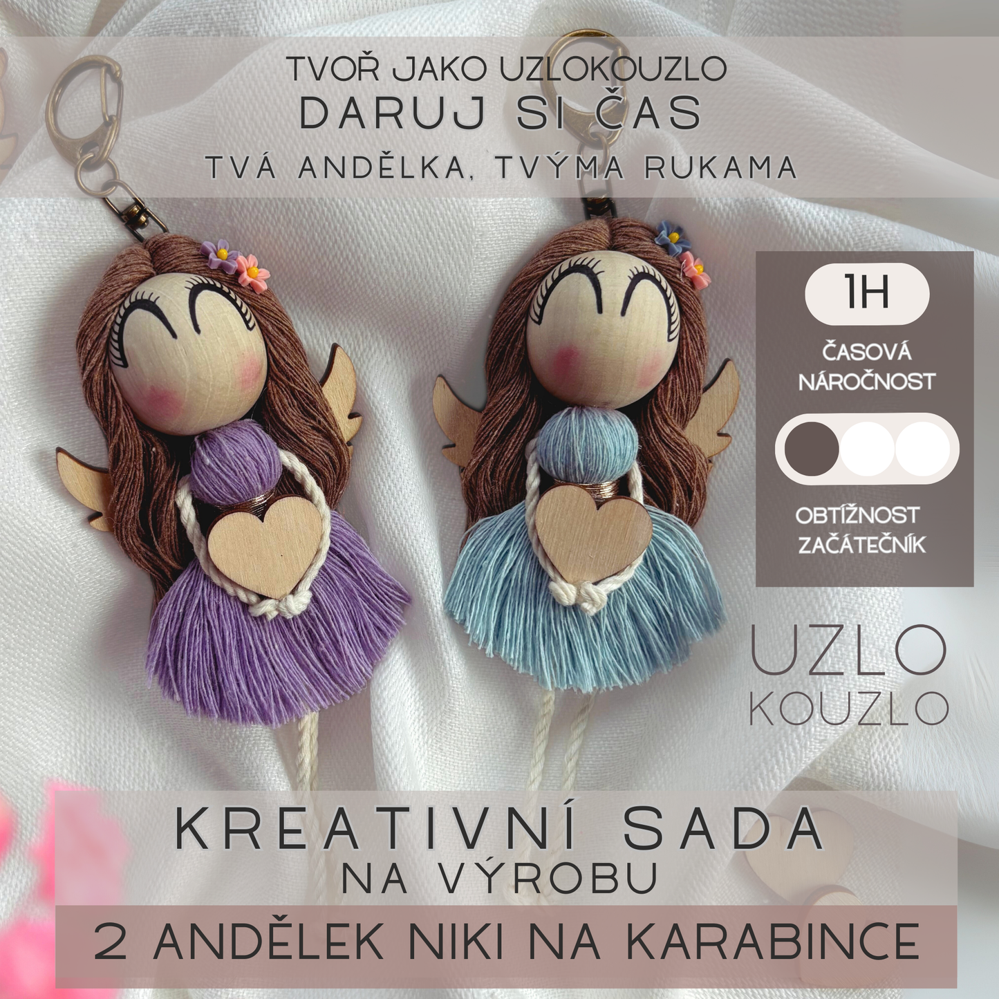 Kreativní sada: na výrobu 2 andělek “NIKI” na karabince