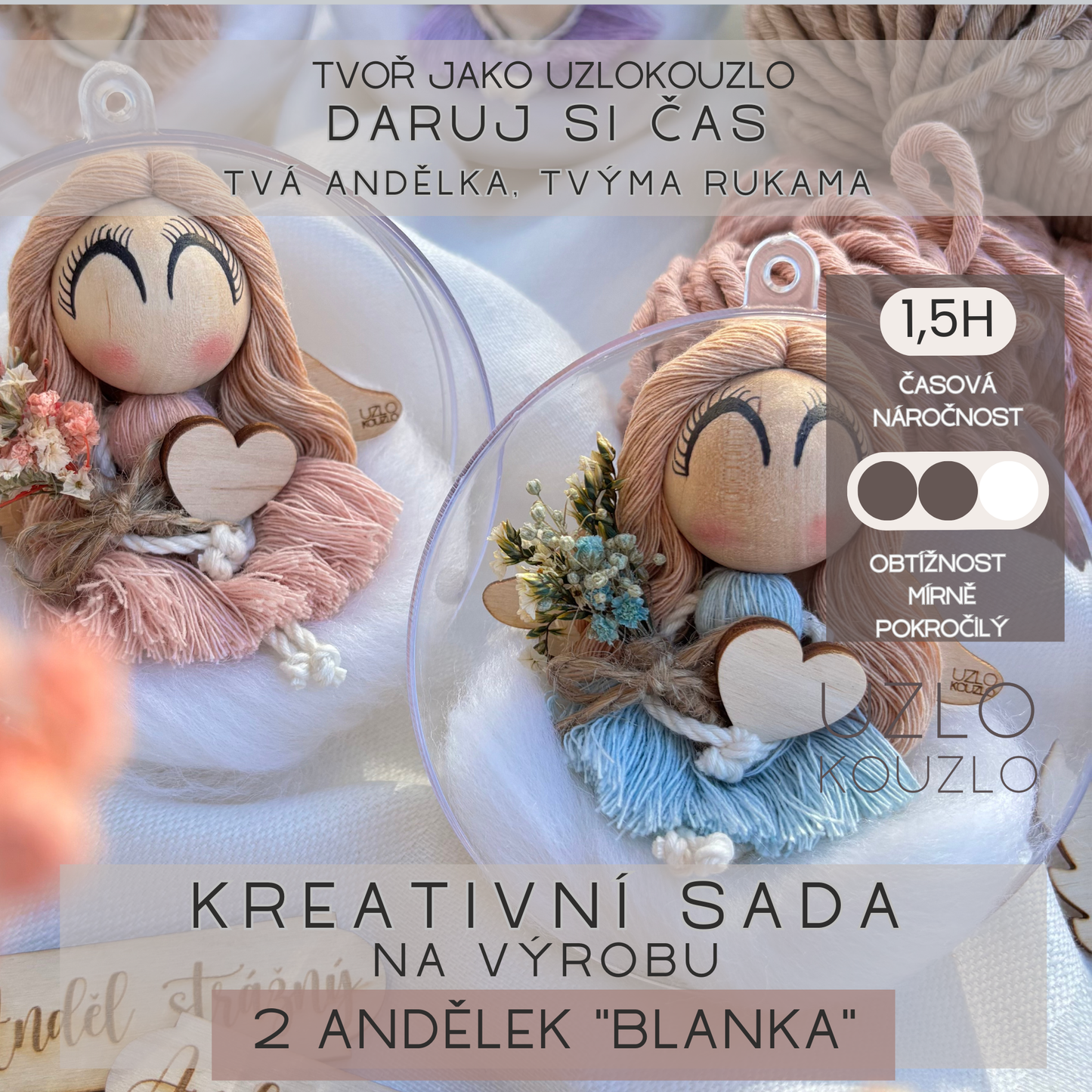 Kreativní sada: na výrobu 2 andělek “BLANKA”