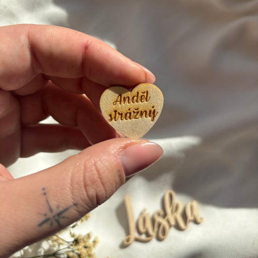 Gravírované srdce “Anděl Strážný”